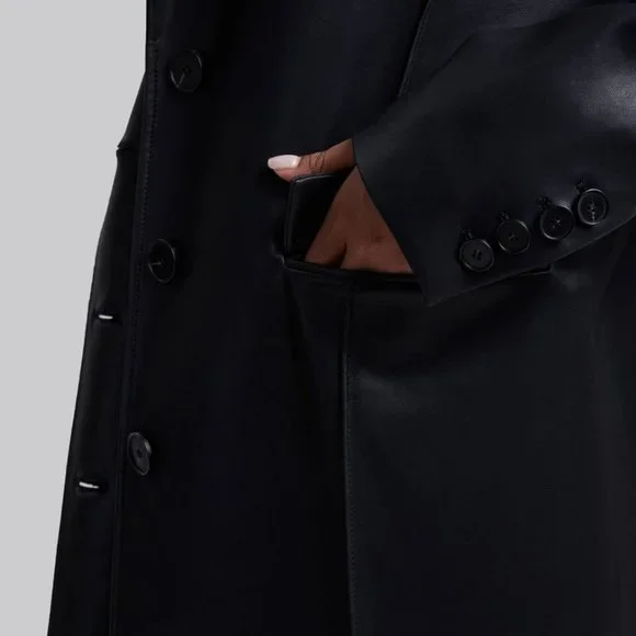 NWT | Dept. Anonym Faux Leather Coat with Pinched Pleats - Picture 5 of 9